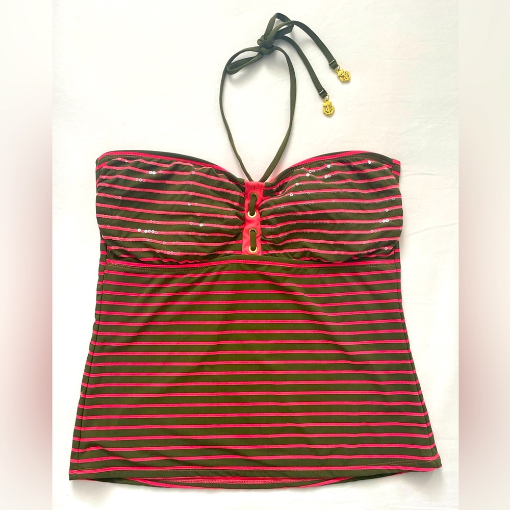 Sperry Top-Sider Pink and Green Striped Tankini Swim Top